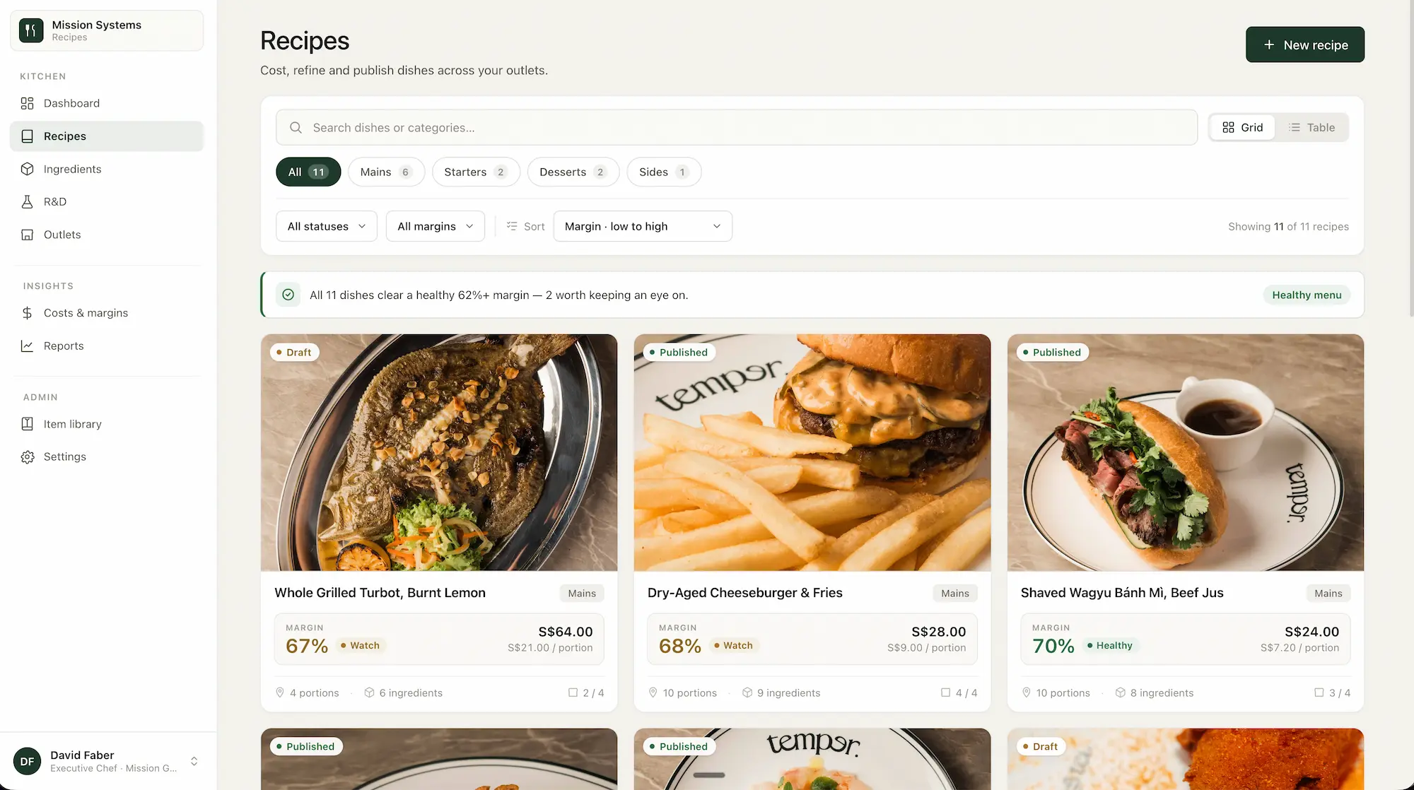 Batch Recipe & Costing — Recipes